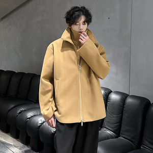 加棉冬呢子外套cleanfit韩系假两件高级感毛呢男夹克 DY711 P125图片