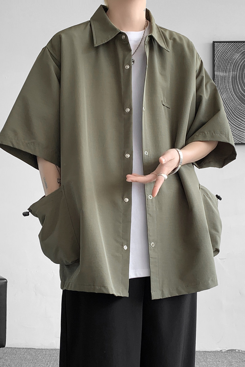 复古个性款oversize宽松夹克型衬衣男日系短袖衬衫CS919P50,男装夹克,电商A070