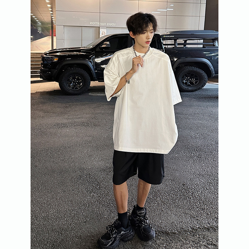 设计师款简约立体肩宽领复古朴素风tee男短袖CD1040P38,男装T恤,电商A070