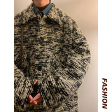 小香风痞帅潮流夜店外套个性立体感毛边毛呢男夹克AJK131P108，男装夹克，电商A070