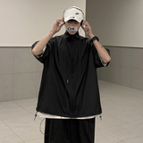 新款港风立领防晒服男生流行拉链情侣中性短袖T恤8801P28，男装T恤，电商A070