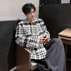 垫肩设计款双排扣小香风外套韩夜店潮男女小西服夹克 JK369 P118图片