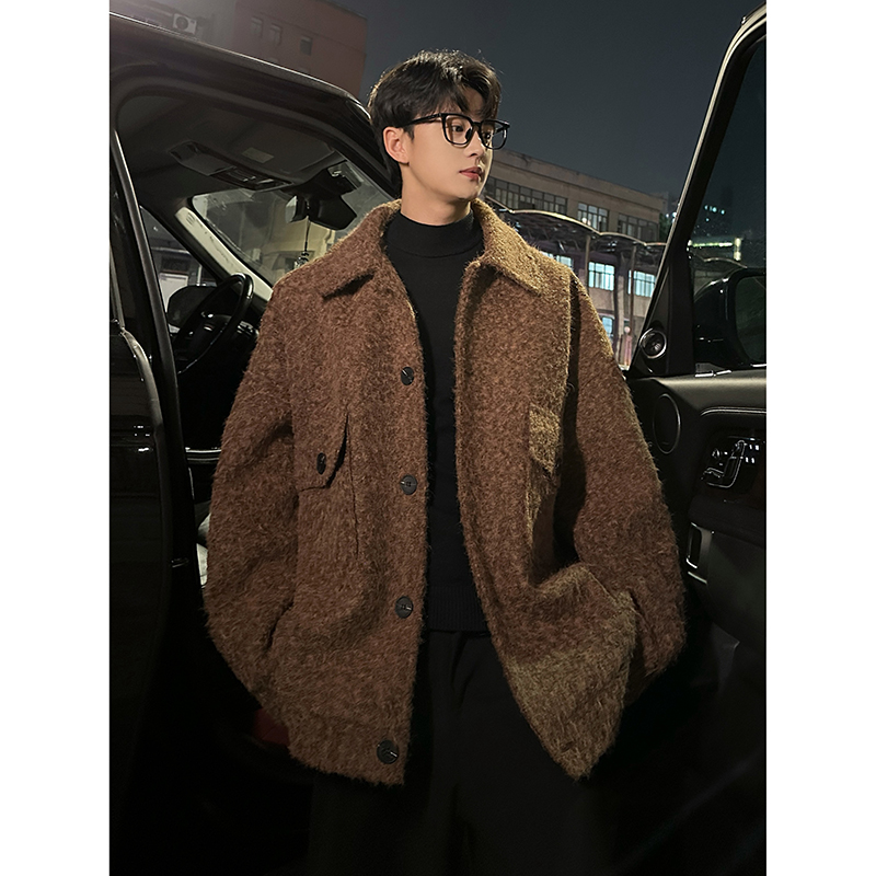 美式复古毛呢外套宽松夹克高级感韩系老钱风男毛呢大衣A355P108,男装夹克,电商A070 美式复古毛呢外套宽松夹克高级感韩系老钱风男毛呢大衣A355P108,男装夹克,电商A070