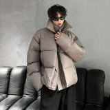 原创金属扣双层领设计感棉服冬外套vibe飞行夹克棉衣M8897P138，男装夹克，电商A070