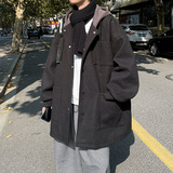 毛呢大衣宽松中长款风衣加厚夹棉男流行连帽呢大衣潮Y09P120，男装风衣，电商A070