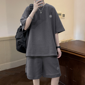 短袖T恤套装男潮牌宽松短裤休闲男两件套装 HZ751 P85图片