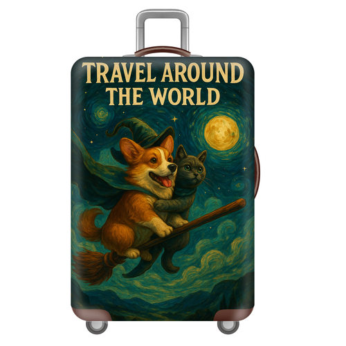 太空猫狗41狗狗弹力箱套拉杆箱旅行旅游登机行李皮箱保护罩防尘袋