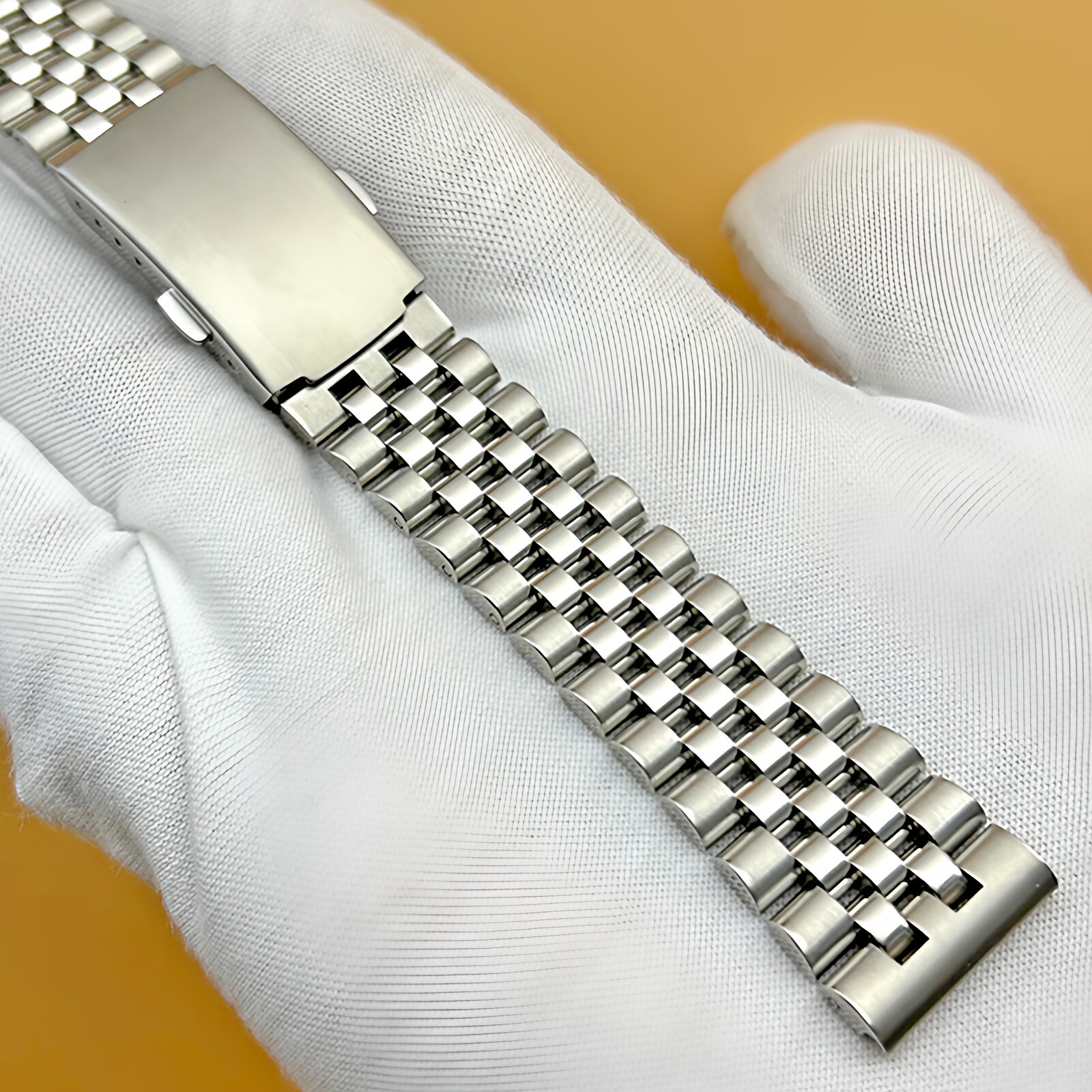 手表表带男钢带22mm20mm24表链不锈钢弧口金属折叠扣替换智能手表