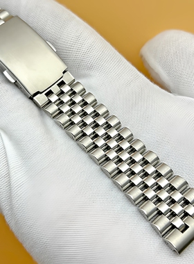 手表表带男钢带22mm20mm24表链不锈钢弧口金属折叠扣替换智能手表