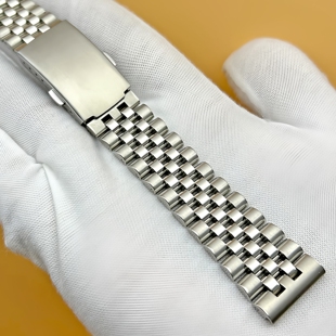 手表表带男钢带22mm20mm24表链不锈钢弧口金属折叠扣替换智能手表
