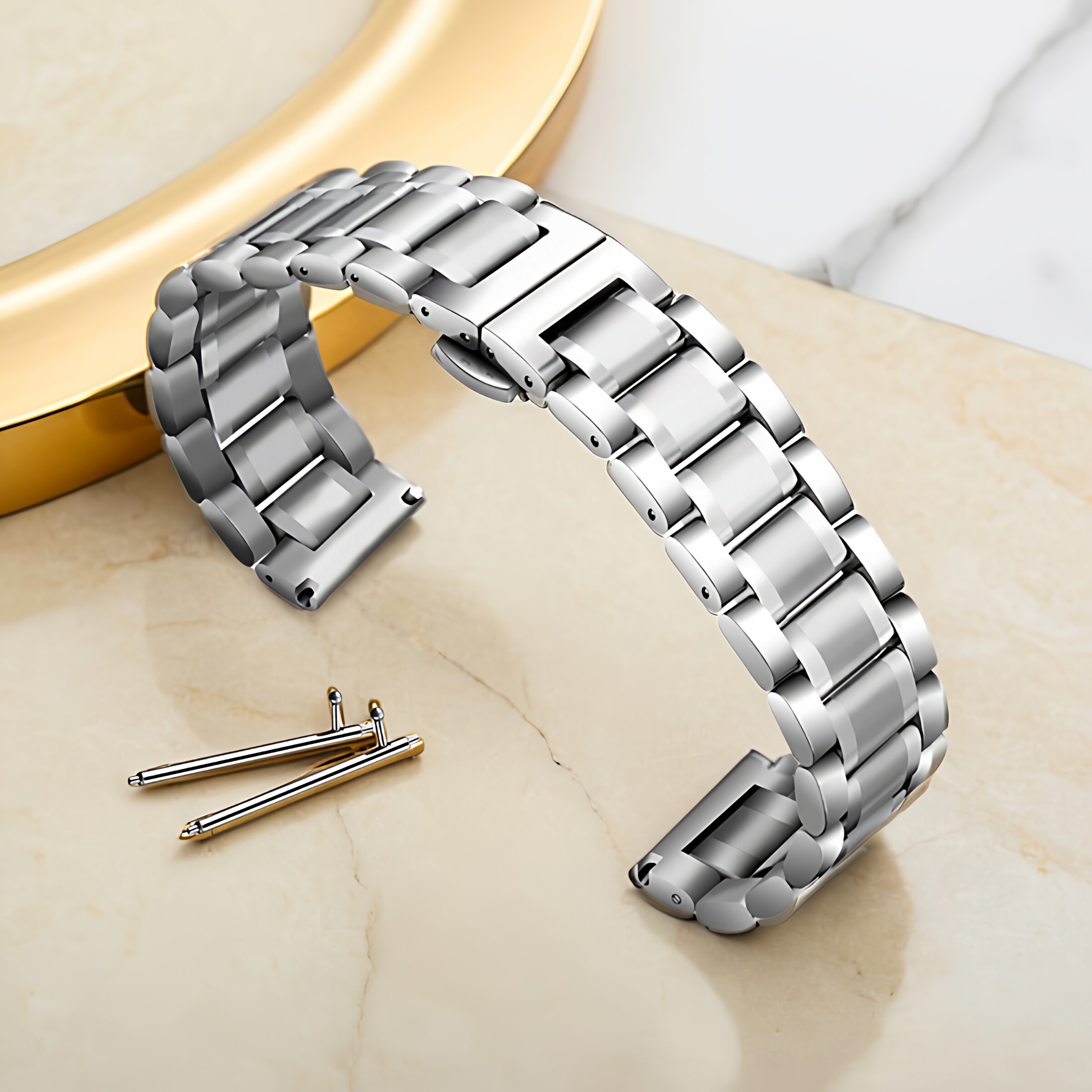 快拆手表表带通用22mm适用智能华为小米卡西欧天梭浪琴不锈钢表链