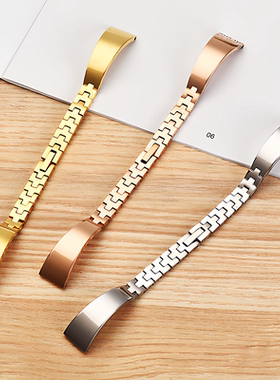 小绿表表带女手链式细表带8mm10mm14不锈钢适用古驰聚利时罗拉CK