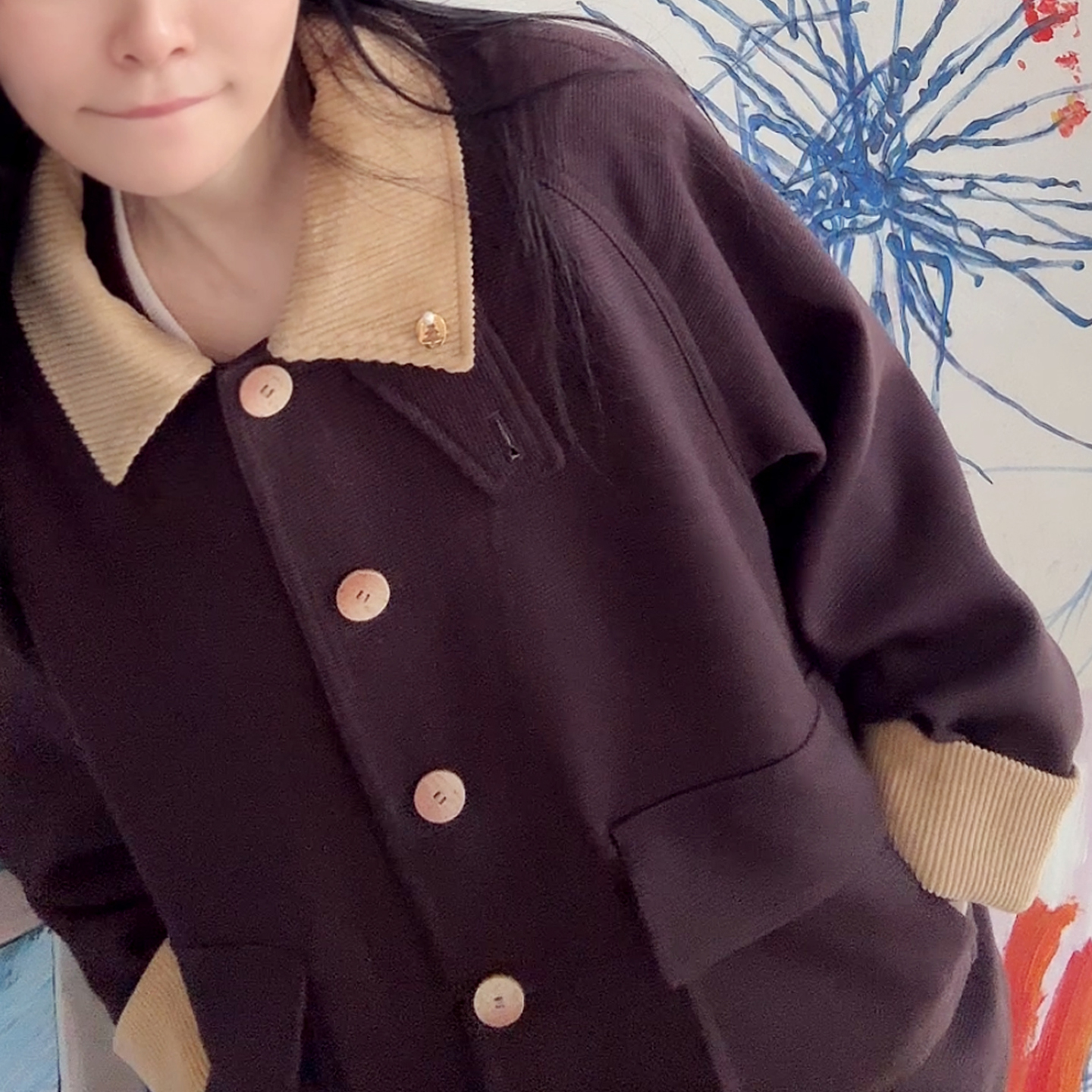 ANOFREE ME】高智感穿搭 暖调巧克力棕  灯芯绒领+纯羊毛帅气外套