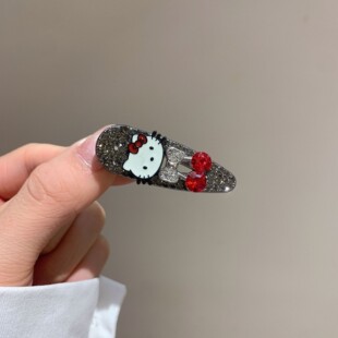 可爱kt猫蝴蝶结发夹甜酷女孩发卡少女发饰前额碎发刘海 084新款