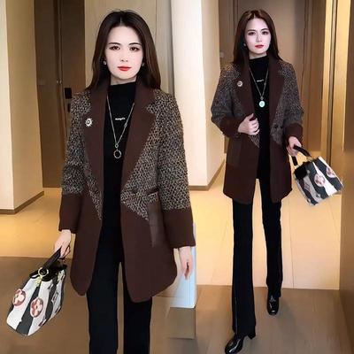 夹棉毛呢外套女2024秋冬新款中长款风衣高级感西装领加厚呢子大衣