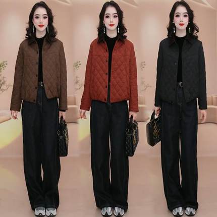 时尚轻薄羽绒棉服女2024冬季新款洋气显瘦减龄保暖短款棉服外套潮