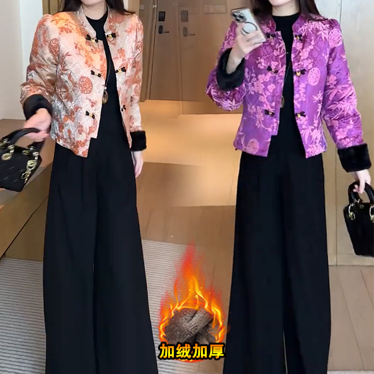 新中式加绒加厚短款棉服外套