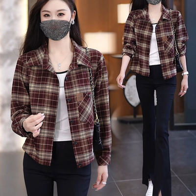 时尚格子衬衫女2025春季新款