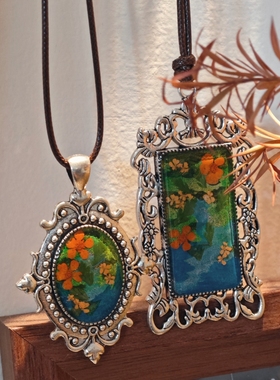 手作有画风花园系列真花植物标本配饰长款毛衣链小众设计毛衣链