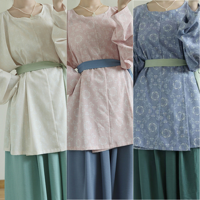 印花短圆领衫宋裤灯笼裤阔腿裤