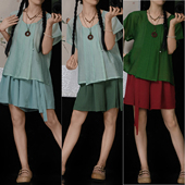 摸鱼儿 春夏日常少女穿搭通勤汉服 短裤 栀夏 唐制半臂改良宋裤