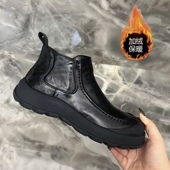 男款 头层牛皮冬季 加绒保暖棉皮鞋 中帮马丁靴男真皮百搭休闲短靴子