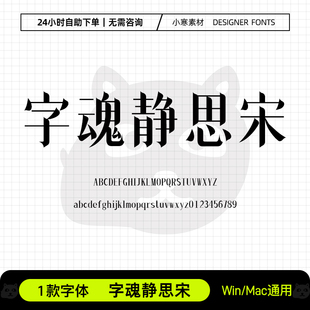 字魂静思宋广告创意时尚高级感宋体标题字体Ps/Ai/Cdr设计素材库
