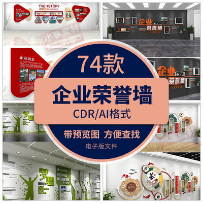 企业荣誉墙公司光荣业绩榜团队文化墙背景照片墙AI/CDR设计模板