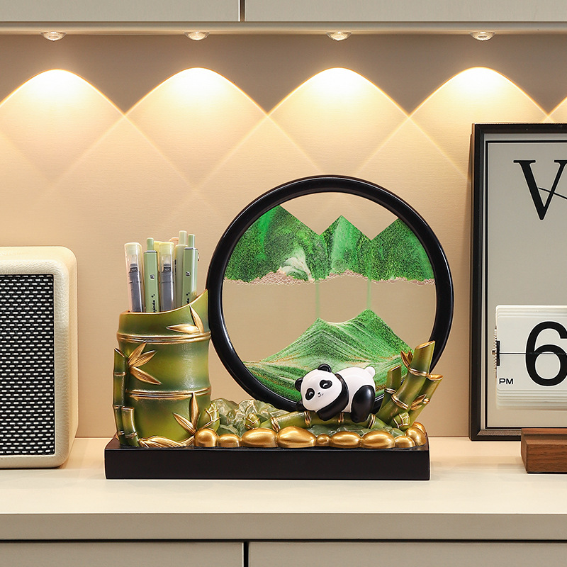 国潮风熊猫竹子桌面摆件