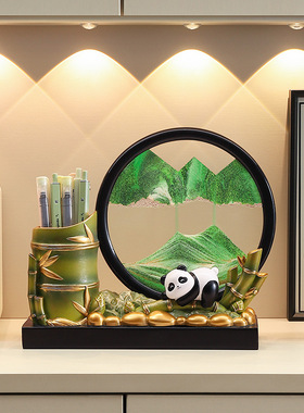 国潮风熊猫竹子桌面摆件