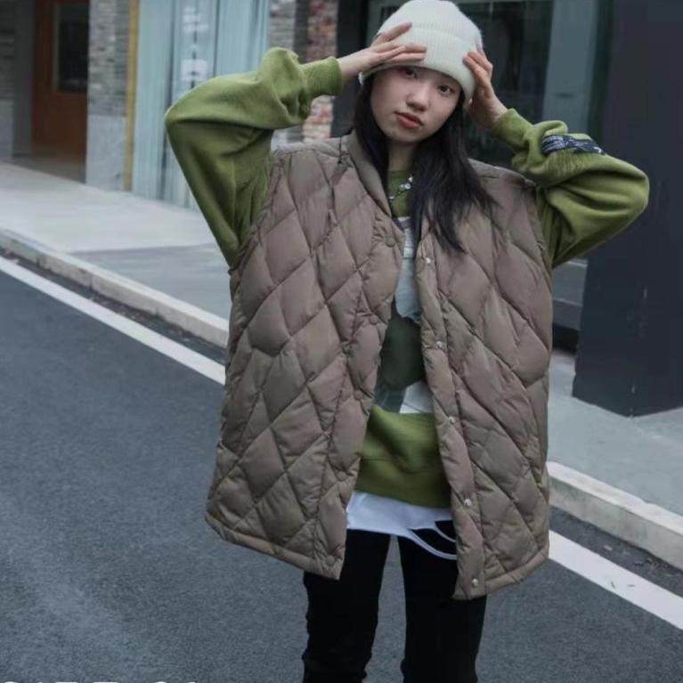 菱格羽绒马甲90白鸭绒背心坎肩