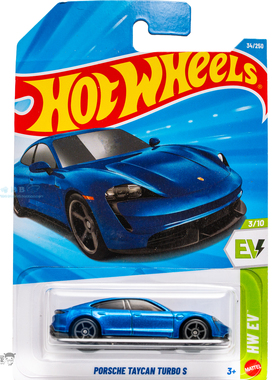 2026J-34号 保时捷TAYCAN TURBO S 蓝色 风火轮小跑车hotwheels