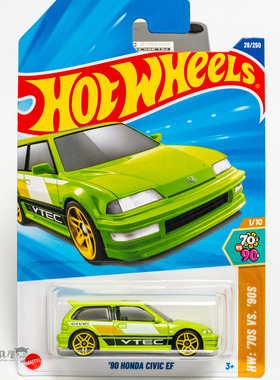 2025K-28号 '90 HONDA CIVIC EF本田思域绿色风火轮小车hotwheels