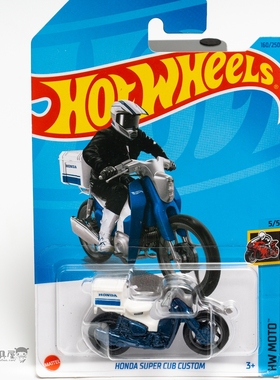 2023P-160号本田SUPER CUB CUSTOM 蓝白色风火轮小跑车hotwheels