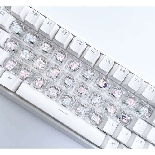 Moa高度26颗猫咪透光树脂键帽