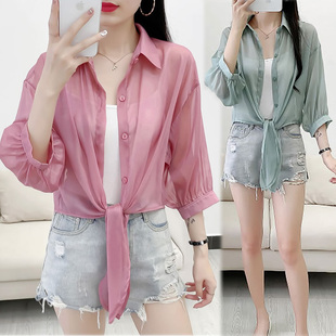 有领小披肩外套 户外百搭防晒服开衫 雪纺透气薄款 防晒衬衣女夏时尚