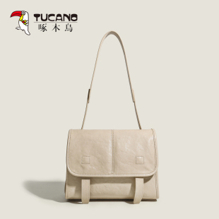 TUCANO啄木鸟真皮小众设计邮差包女2026新款 简约通勤单肩斜挎包潮