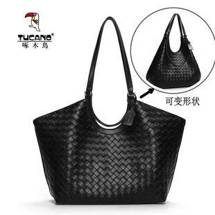 啄木鸟女包2025新款包包女编织包变形托特包大容量高级感腋下软皮