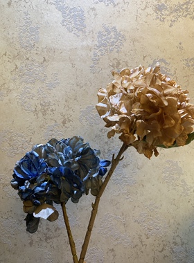 家居装饰仿真花假花绢花单枝短杆油画秋色凋零复古风枯萎凋零绣球
