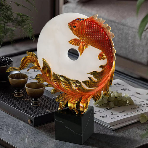新中式平安扣玉石摆件