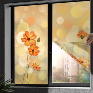 网红磨砂窗户贴纸卧室花卉玻璃门贴纸透光不透明看不到人影防窥膜