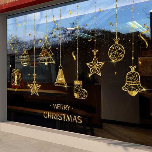 圣诞节装饰氛围场景布置橱窗贴玻璃门贴纸餐厅圣诞树吊饰静电窗贴