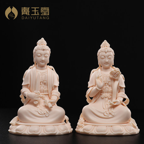 戴玉堂随身佛像摆件属兔龙蛇本命佛玉红瓷文殊像普贤菩萨像供奉