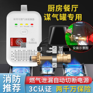 煤气罐泄露报警器液化气罐自动断气关阀饭店用家用甲烷燃气警报器