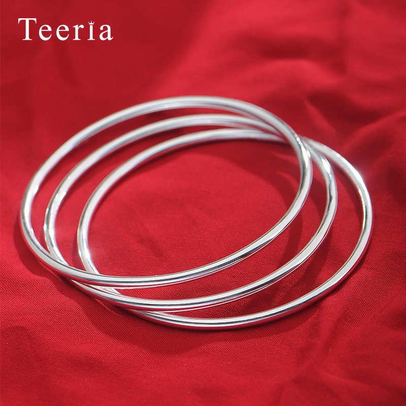 光面银手镯纯银实心刻字