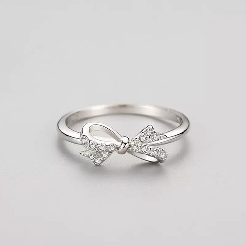 S999足银蝴蝶结戒指女生纯银指环