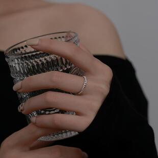 990纯银戒指链条纯银对戒自律尾戒百搭指环小众设计ins冷淡风日韩