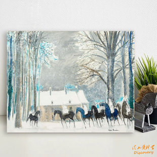 卢佩涅的冬天  马风景装饰画客厅餐厅玄关悬挂画现代简易无框画横