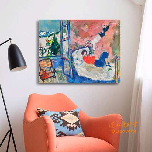 Marc Chagall夏加尔《梦》超现实浪漫爱情装饰画抽象挂画无框画横
