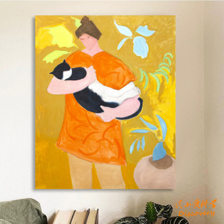 猫科动物爱好者 野兽派风格挂画治愈色彩装饰画小清新玄关无框画图片